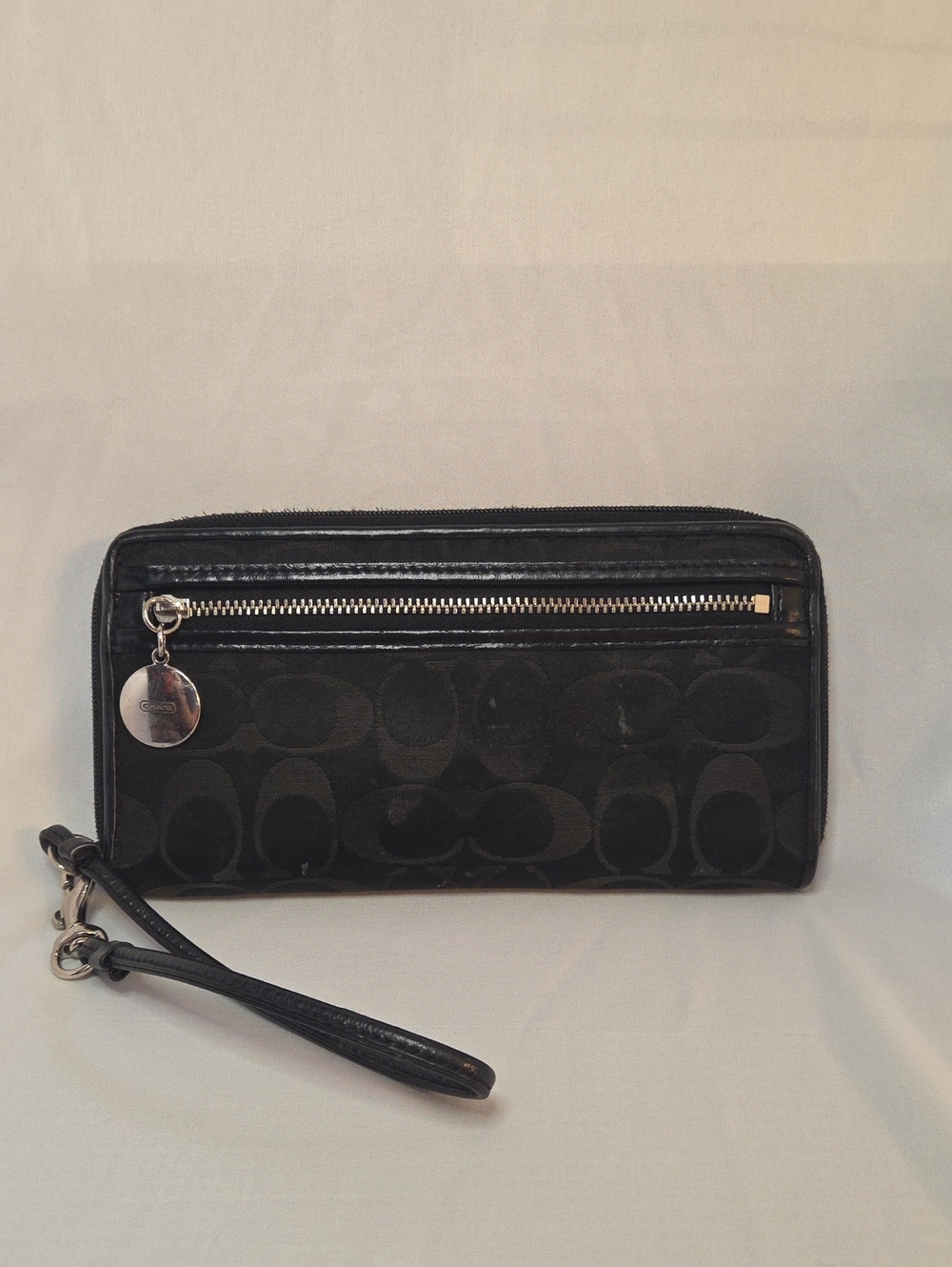 Classic Vintage Coach Signature Canvas Accordion Wristlet / Wallet